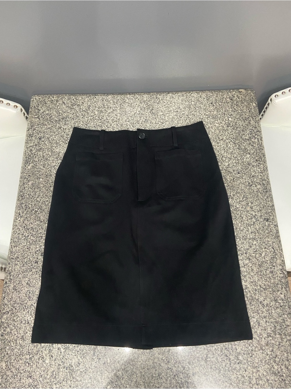 MAEVE by Anthropologie Black Skirt W/Front & Back Patch Pockets Career Comfy  LP - Picture 3 of 13